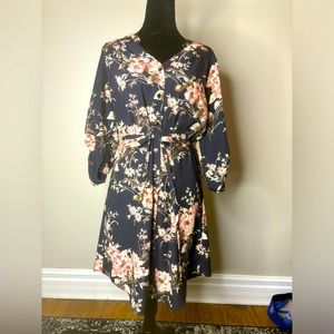 Navy and floral shirt dress